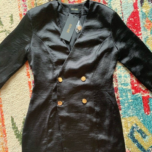 Vici Black Satin Dress - Picture 3 of 4